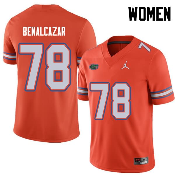 Women's NCAA Florida Gators Ricardo Benalcazar #78 Stitched Authentic Jordan Brand Orange College Football Jersey FCI4765YO